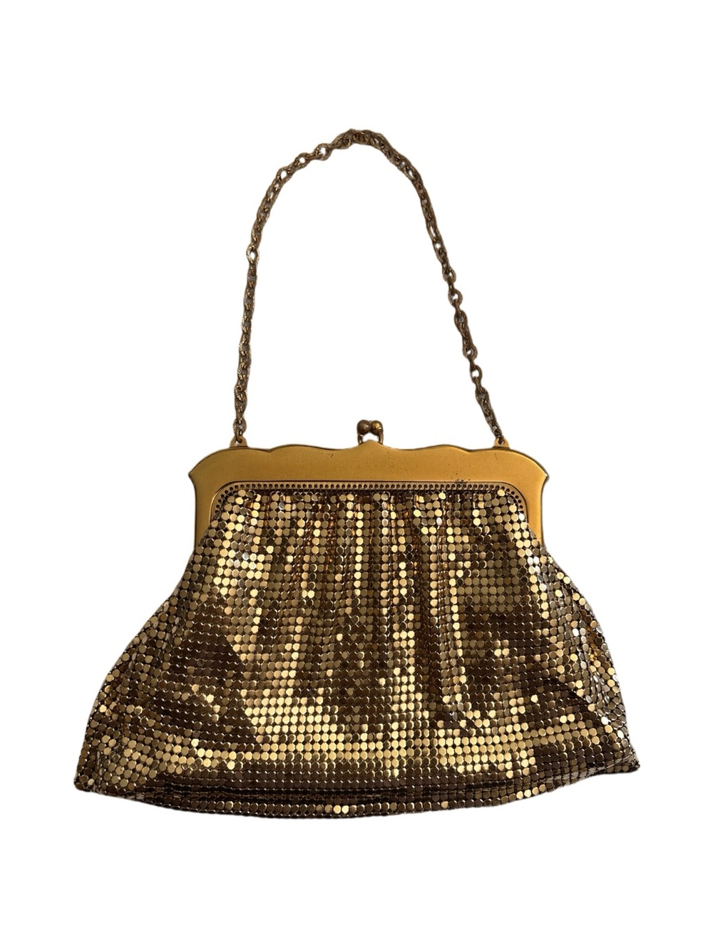 Whiting & Davis Vintage Gold Mesh Evening Purse Quiet Luxury Wedding Guest Party